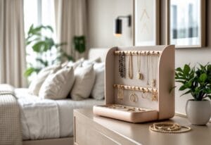 Read more about the article Sådan skaber du et stilfuldt soveværelse med en smykkeholder til soveværelset